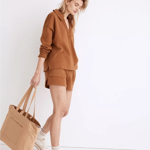 Madewell Cotton-Hemp Oversized Polo Sweatshirt - Picture 3 of 5